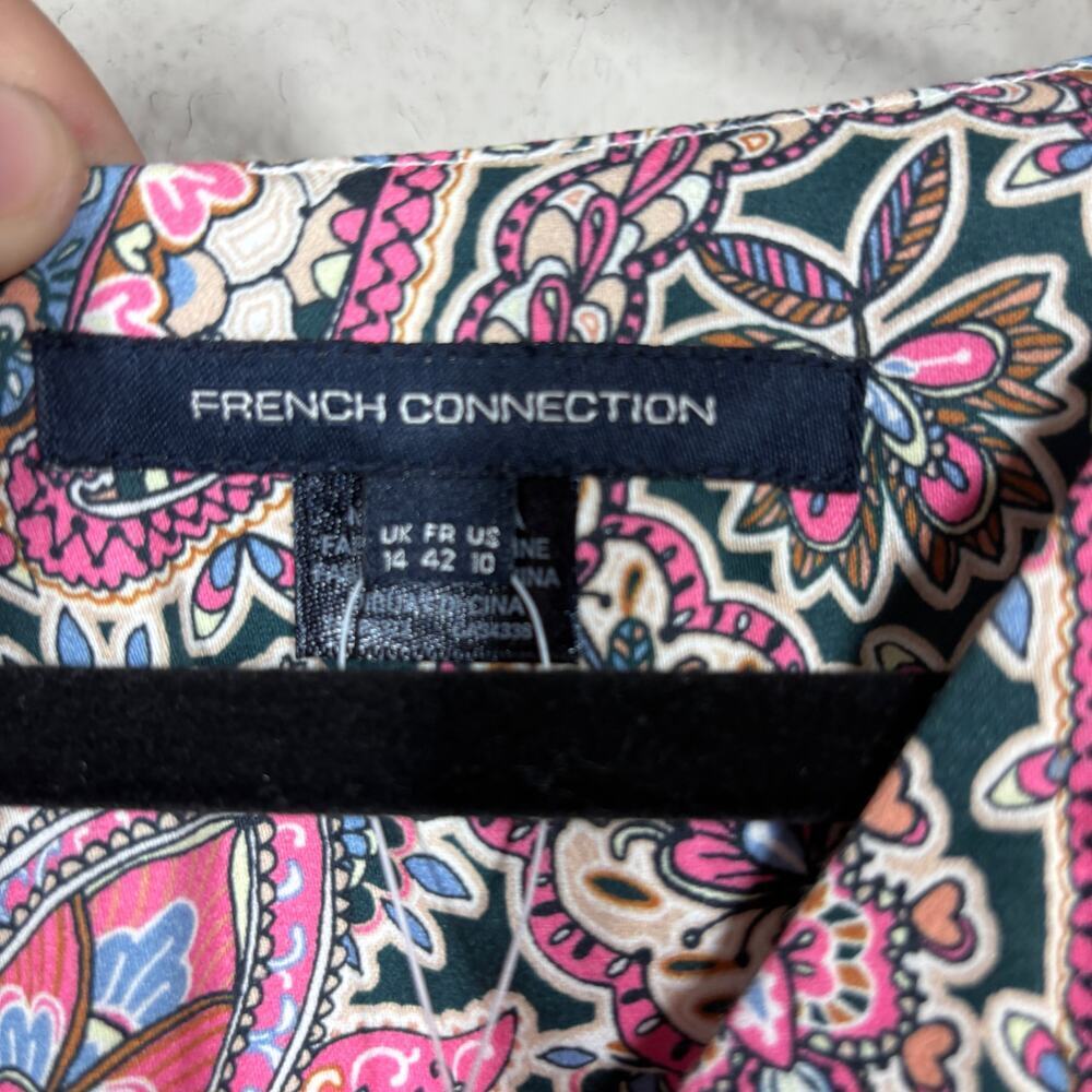 French Connection 10 Sundown Border Sheath Dress Pink Cotton Paisley Sleeveless - Picture 6 of 10